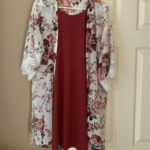 Tank dress with kimono cover